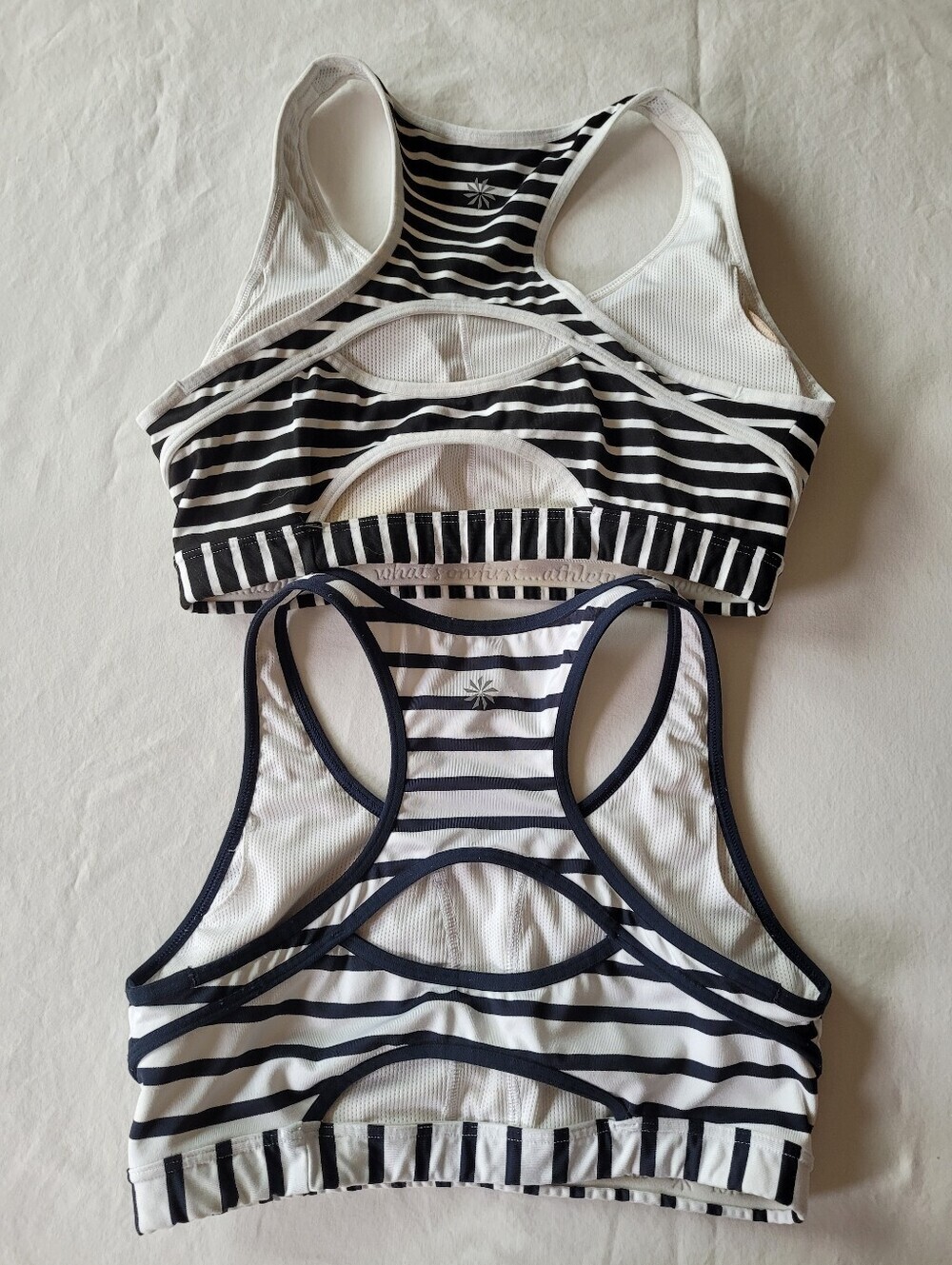 Athleta Black & White Striped Racerback Sports Bras - Twin Pack Size Ml - Picture 6 of 10